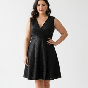 Kirna Zabete Target Shimmery Black Midi Dress 14 Sleeveless V-neck
